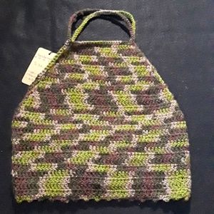 Handmade Crochet Halter Top Forest colors/ Camo pattern adjustable size medium